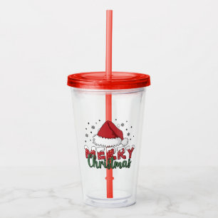 Personalised Custom Name Merry Christmas Holiday Acrylic Tumbler