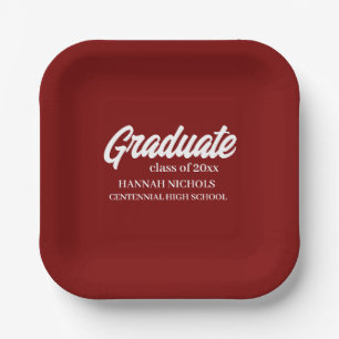 Personalised Custom Name Modern Script Graduation Paper Plate