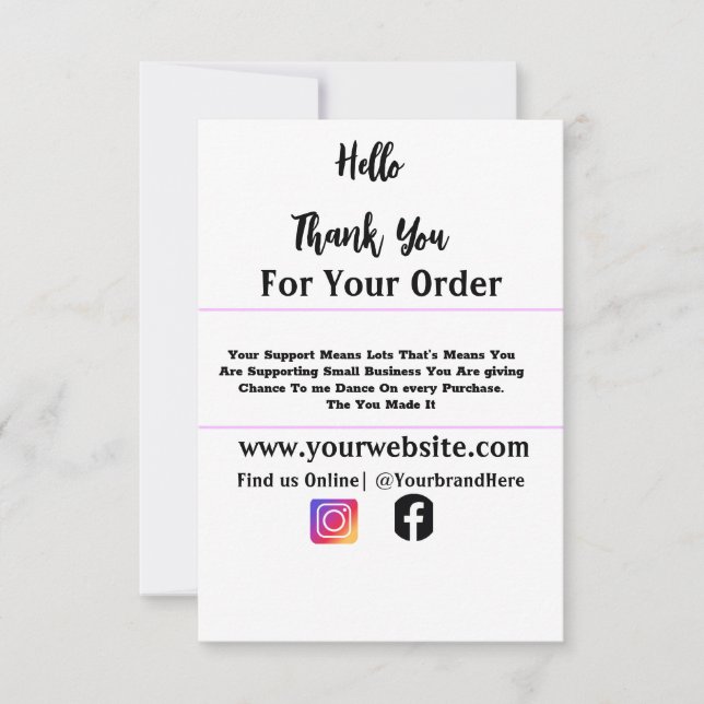 Personalised Custom Name monogram Business Cards. Thank You Card (Front)