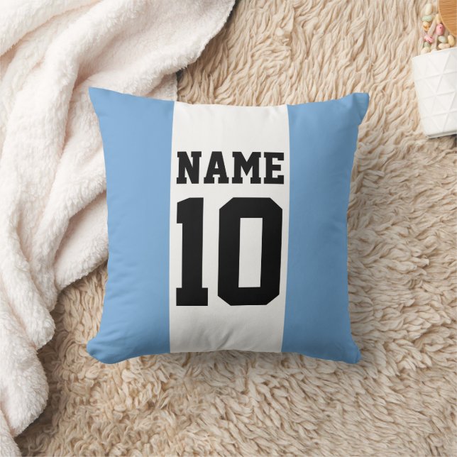 Personalised custom name & number Argentina Flag Cushion (Blanket)