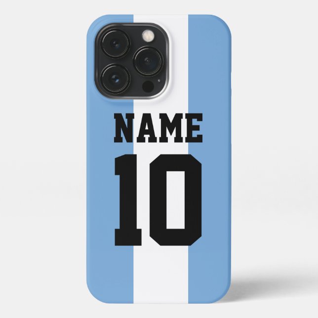 Personalised custom name & number Argentina Flag iPhone Case (Back)