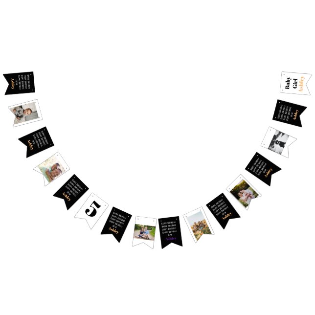 Personalised Custom Name Photo Stylish Modern. Bunting (All)