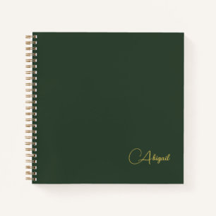 Personalised Custom Name Script Emerald Green  Notebook