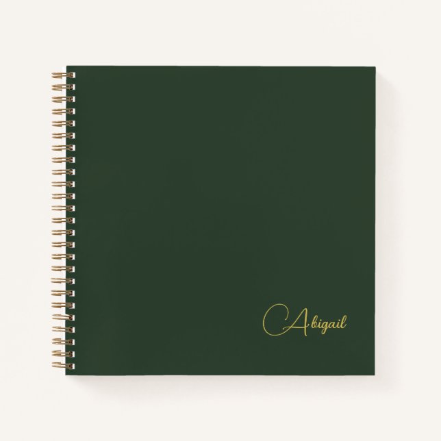 Personalised Custom Name Script Emerald Green  Notebook (Front)