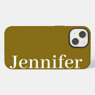 Personalised Custom Name Simple Elegant Brown  iPhone 13 Case
