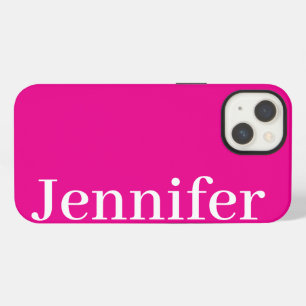 Personalised Custom Name Simple Elegant Hot Pink iPhone 13 Case