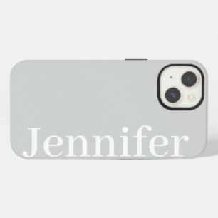 Personalised Custom Name Simple Elegant Light Grey iPhone 13 Case