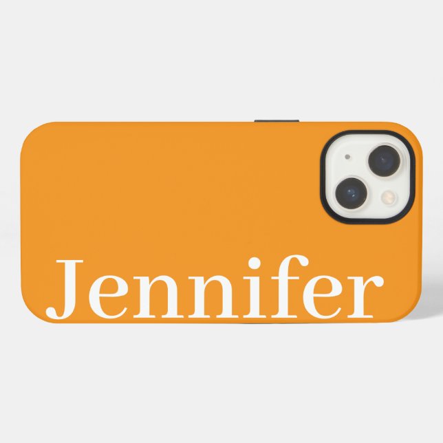 Personalised Custom Name Simple Elegant Orange  iPhone Case (Back Horizontal)