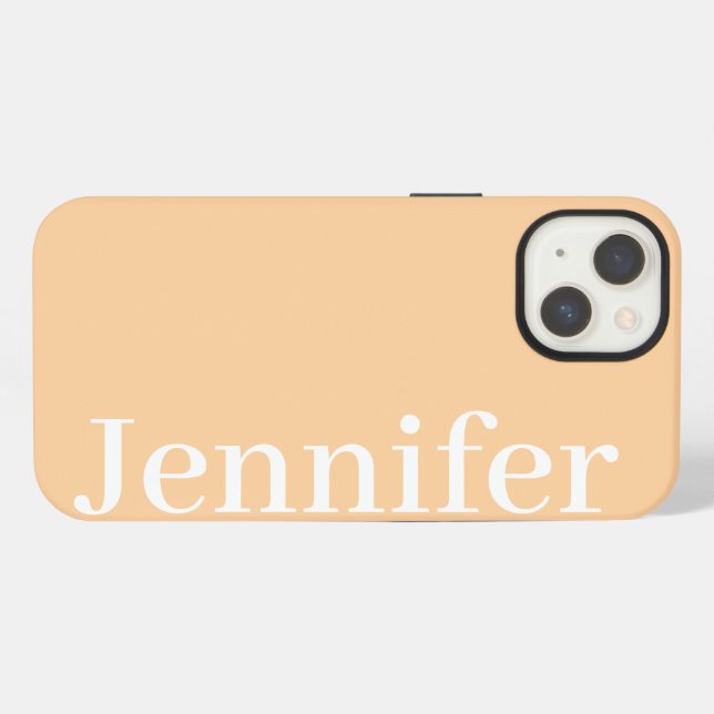 Personalised Custom Name Simple Elegant Peach iPhone Case (Back Horizontal)
