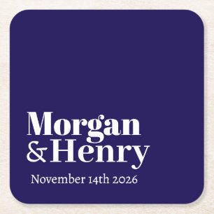 Personalised Custom Name Simple Modern Minimal Square Paper Coaster