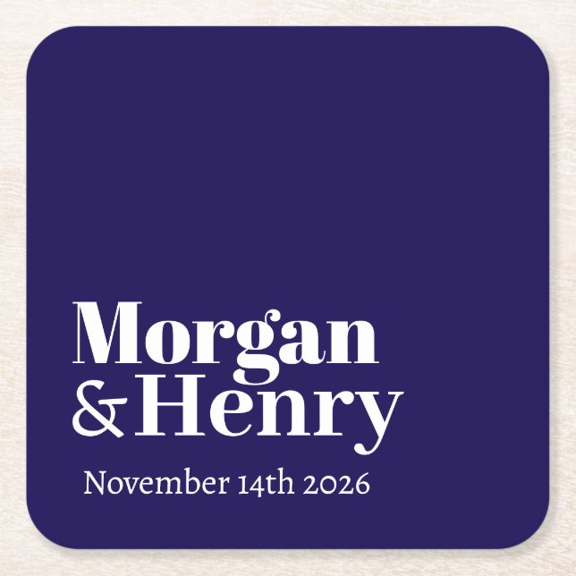 Personalised Custom Name Simple Modern Minimal  Square Paper Coaster (Front)
