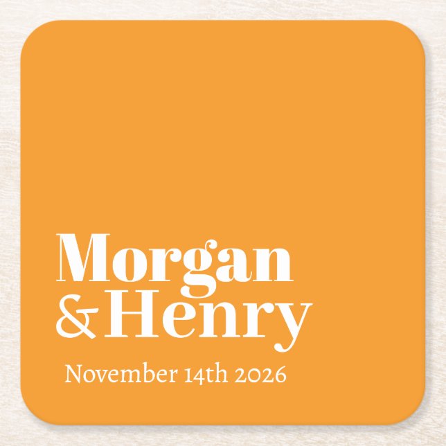 Personalised Custom Name Simple Modern Minimal  Square Paper Coaster (Front)