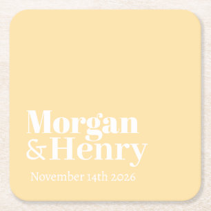 Personalised Custom Name Simple Modern Minimal  Square Paper Coaster