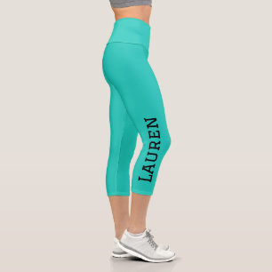 Personalised Custom Name Solid Colour  Capri Leggings