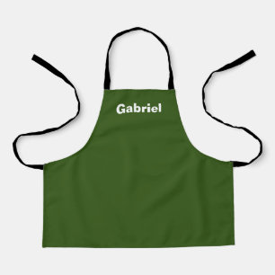 Personalised Custom Name Solid Colour Forest Green Apron
