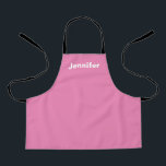 Personalised Custom Name Solid Colour Pink Apron<br><div class="desc">Personalised Custom Name Solid Colour,  Font can be changed by clicking the "Edit Design" button.</div>