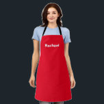 Personalised Custom Name Solid Colour Red Apron<br><div class="desc">Personalised Custom Name Solid Colour red. Font can be changed by clicking the "Edit Design" button.</div>