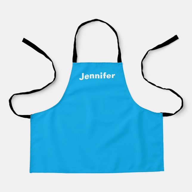 Personalised Custom Name Solid Colour Sky Blue Apron (Front)