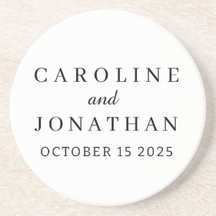 Personalised Custom Name Stylish Minimal Wedding  Coaster