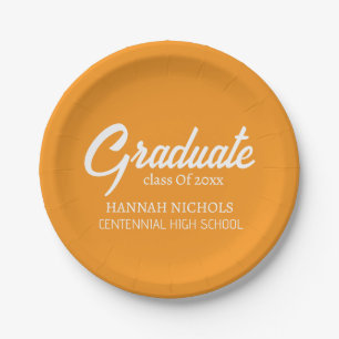 Personalised Custom Name Stylish Modern Graduation Paper Plate