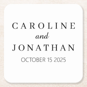 Personalised Custom Name Stylish Modern Script. Square Paper Coaster