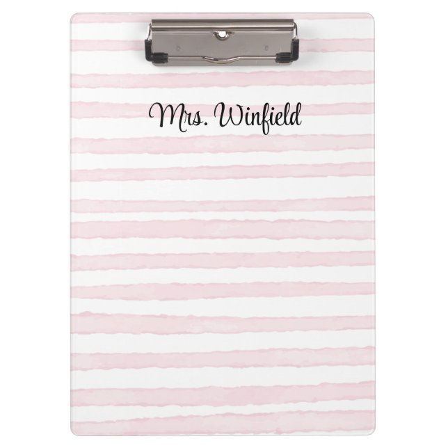 Personalised Custom Name Teacher Pink Lines Clipboard (Front)