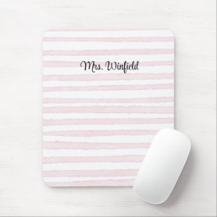 Personalised Custom Name Teacher Pink Lines Mouse Pad