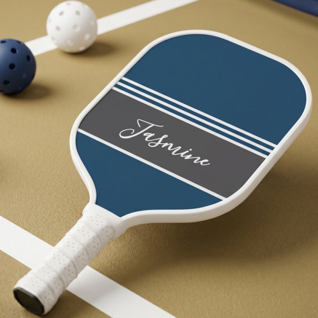 Personalised Custom Name Teal Blue Grey Pickleball Paddle (Creator Uploaded)