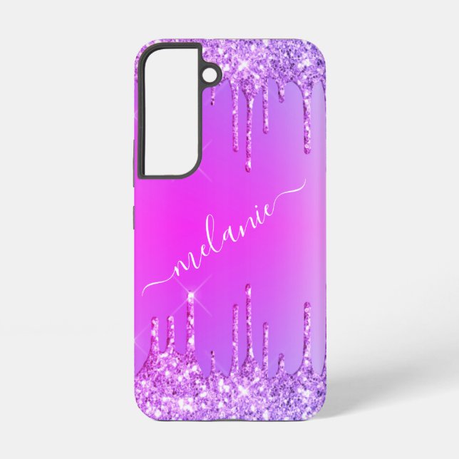 Personalised Custom Name Text Purple Pink Samsung Galaxy S22 Case (Back)