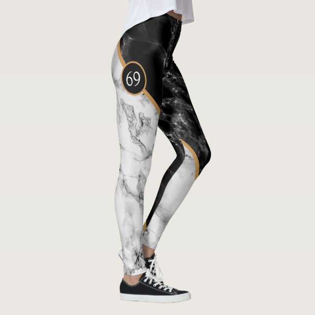 Personalised Custom Number Marble Leggings (Right)