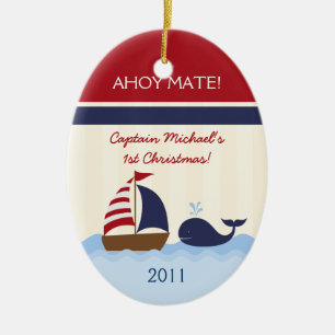 Personalised Custom Ornament Ahoy Mate Boy Nautica
