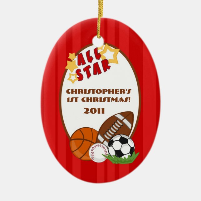 Personalised Custom Ornament All Star Red (Front)