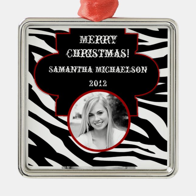 Personalised Custom Ornament Black and White Zebra (Front)