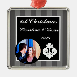 Personalised Custom Ornament Black Grey Flourish S