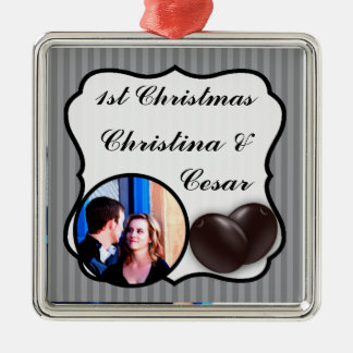 Personalised Custom Ornament Black Olive Grey Stri