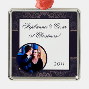 Personalised Custom Ornament Deep Purple Damask