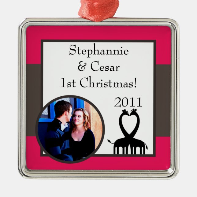 Personalised Custom Ornament Hot Pink/Black Giraff (Front)