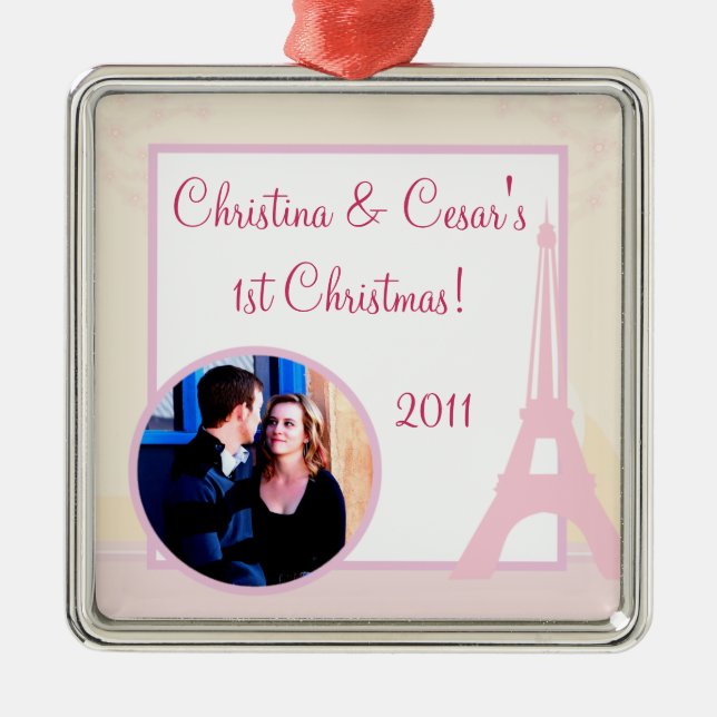 Personalised Custom Ornament Lovers in Paris (Front)