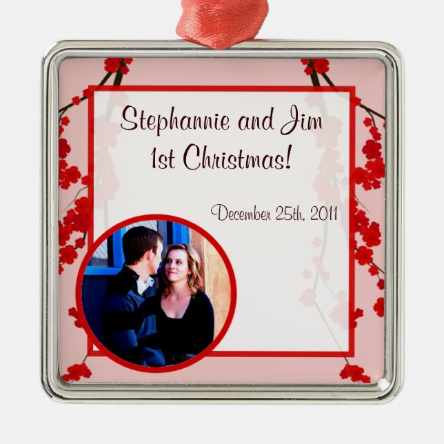 Personalised Custom Ornament Red Cherry Blossom (Front)