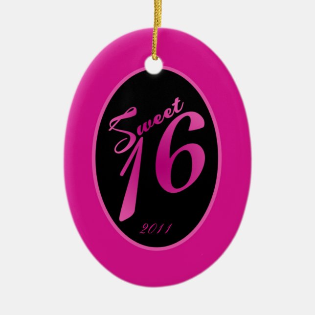 Personalised Custom Ornament Sweet 16 Hot Pink Bla (Front)