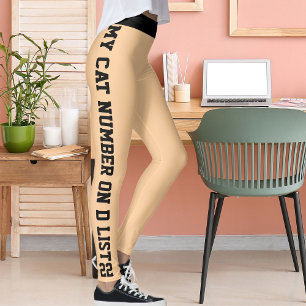 Personalised Custom Pet Cat Quote On Black Peach Leggings