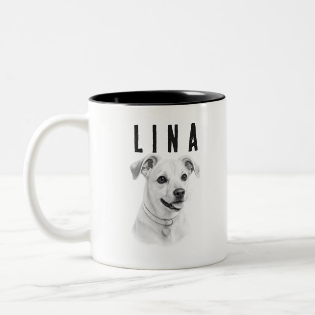 Personalised Custom Pet Portrait Two-Tone Coffee Mug (Left)