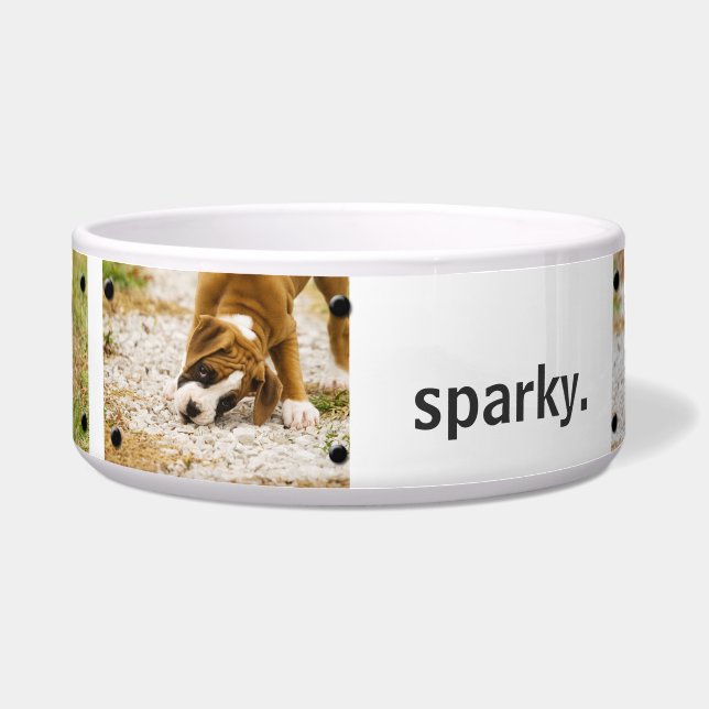 Personalised Custom Photo and Name Dog Bowl (Front)