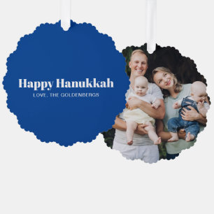 Personalised custom photo and text blue Hanukkah Tree Decoration Card