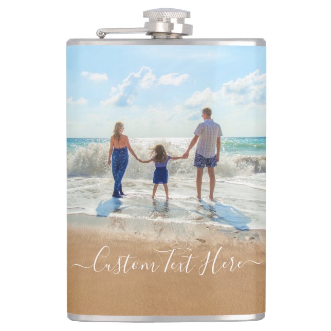 Personalised Custom Photo and Text Flask (Front)
