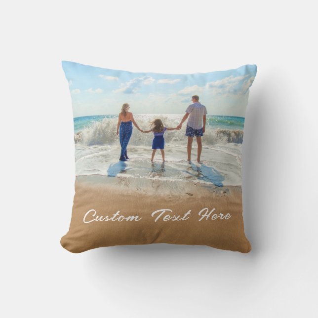 Personalised Custom Photo and Text Pillow (Front)