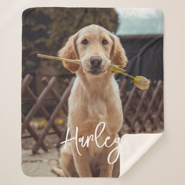 Personalised Custom Photo And Text Sherpa Blanket (Front)