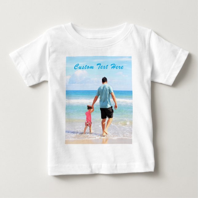 Personalised Custom Photo Baby T-Shirt with Text (Front)