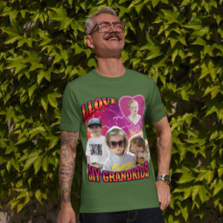 Personalised Custom Photo Bootleg I love Grandkids T-Shirt