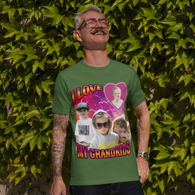 Personalised Custom Photo Bootleg I love Grandkids T-Shirt (Creator Uploaded)